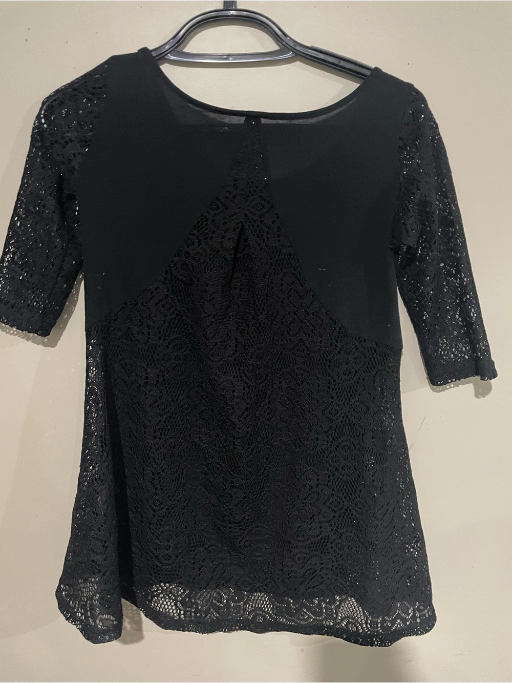 Women’s Black Lace Tunic Top with Scoop Neck